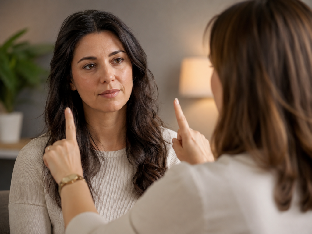 Therapist using a structured trauma treatment approach during a focused EMDR session